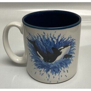 Nice Vintage S. Vintson Killer Whale Nautical 1997 Fine Art Coffee Mug Rare